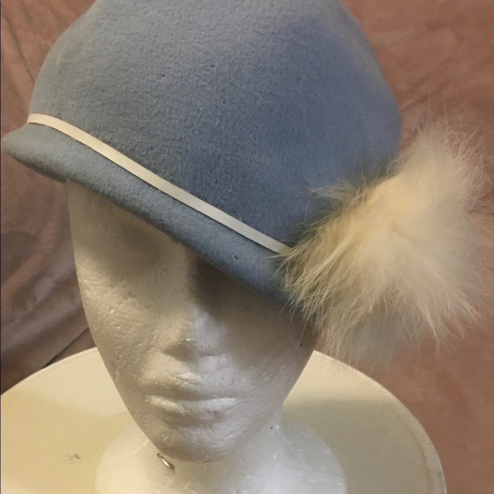 Baby blue handmade vintage hat